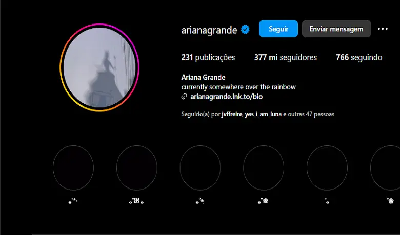 Fonte: Instagram de Ariana Grande