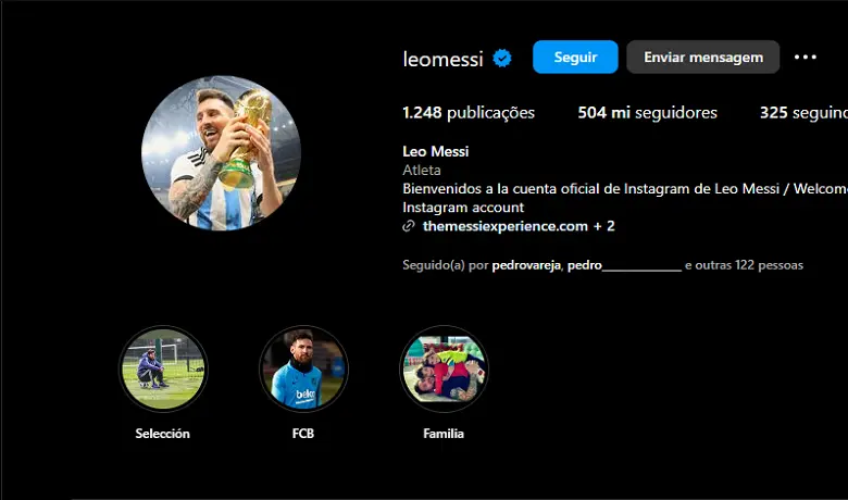 Fonte: Instagram de Lionel Messi