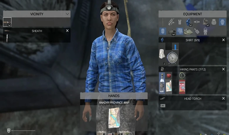 Inventaire d'un personnage féminin dans le jeu DayZ