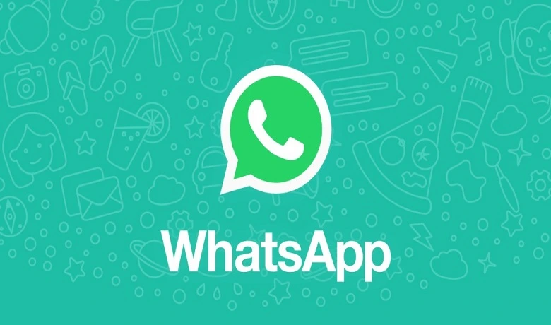 Logotipo de WhatsApp sobre un fondo verde claro que contiene varios elementos cotidianos