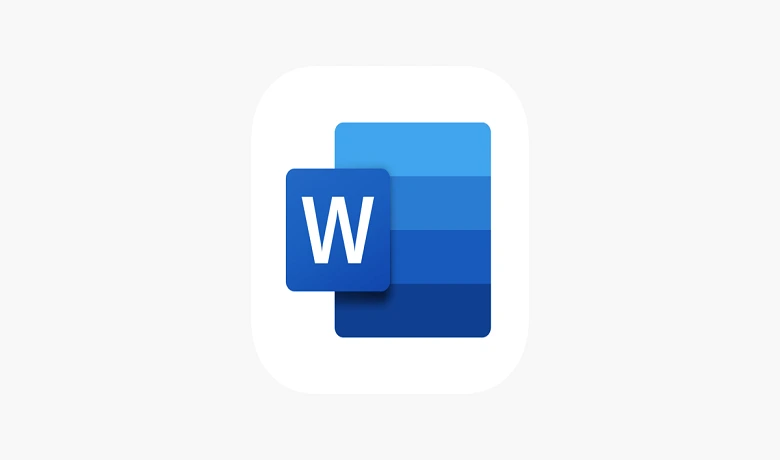 Logo of the text editing app Word inside the Apple Store