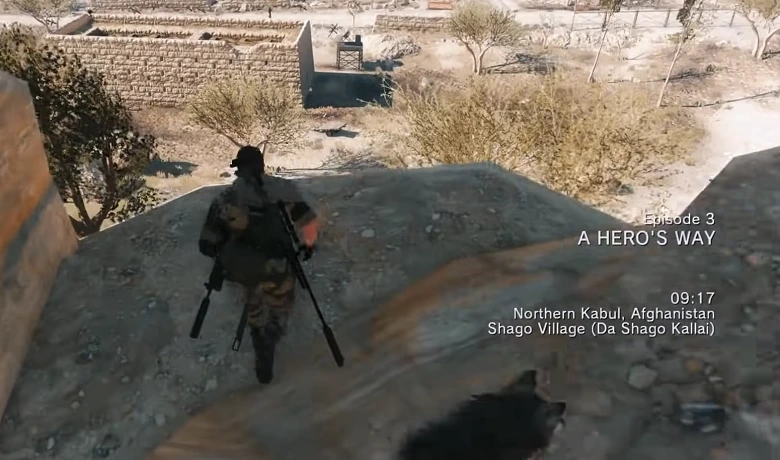 Big Boss, protagonis Metal Gear Solid V: Phantom Pain dalam misi ketiga game: A Hero's Way