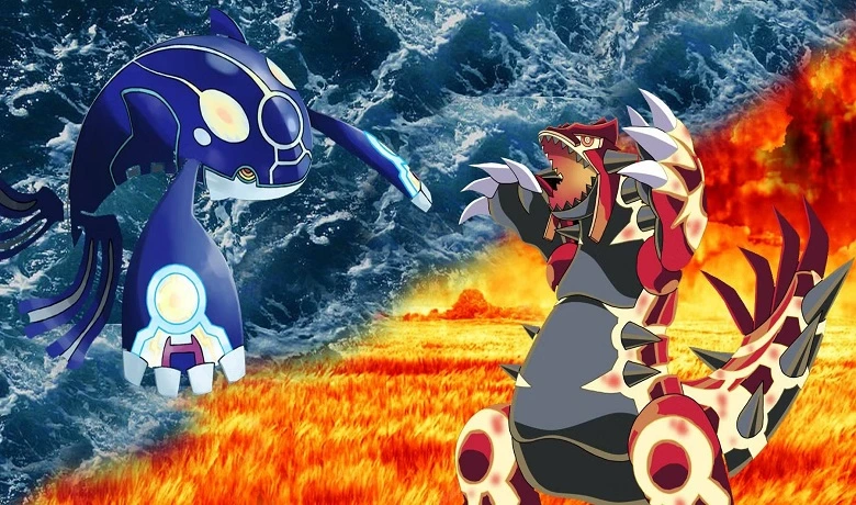 Kyogre and Groudon, respectively, in their primitive forms