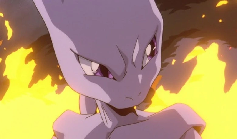 Mewtwo in one of the scenes from the first animated film in the Pokémon franchise