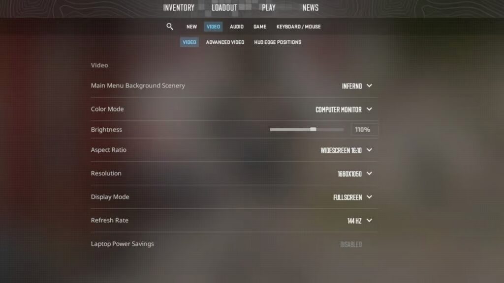Image showing the CS2 game settings panel