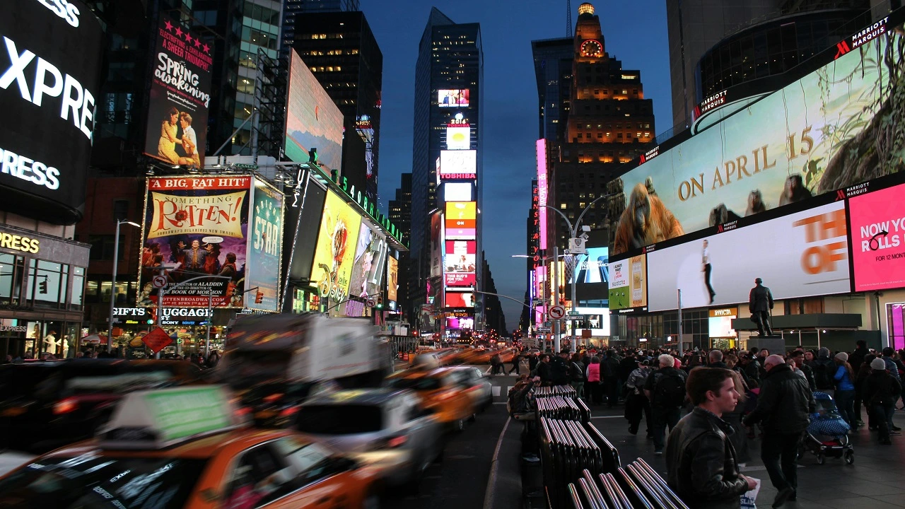 Times Square em Nova York em um fim de tarde