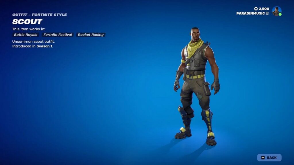 Imagem mostrando a skin Scout no Fortnite