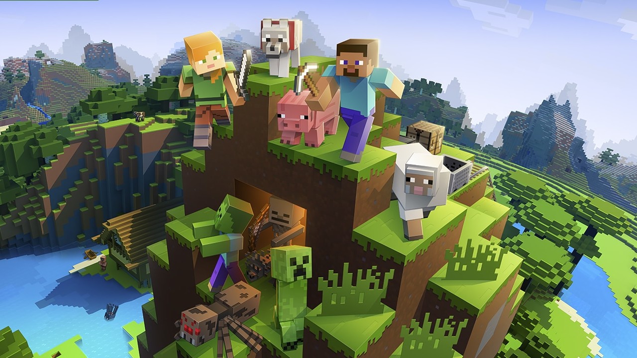 Personajes principales de Minecraft y sus mascotas.